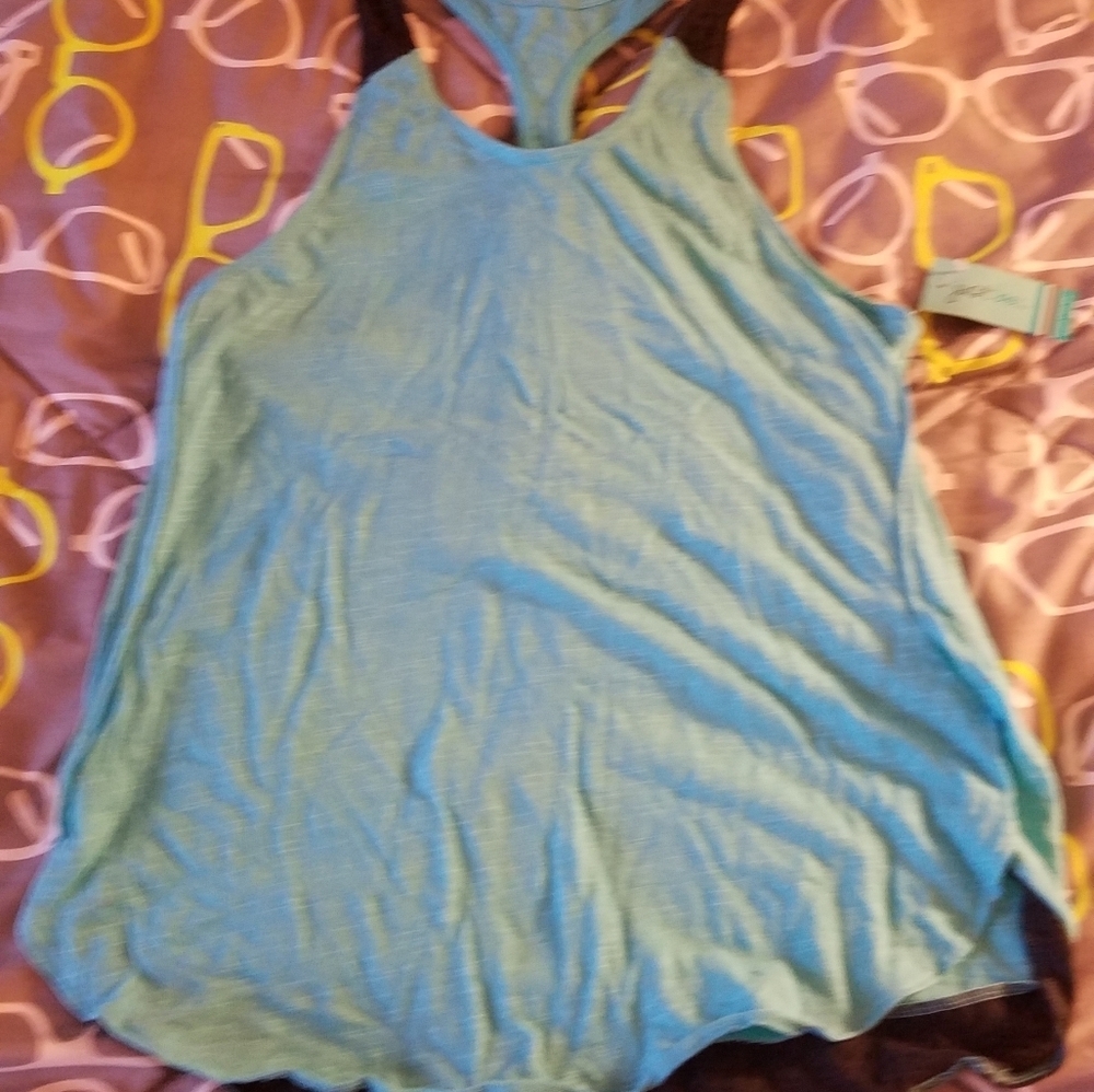 Just Be Tank Top Blue w Black Accents Medium
